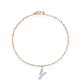 Pave Dome Letter Y Bracelet - PRMAL