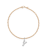 Pave Dome Letter Y Bracelet - PRMAL