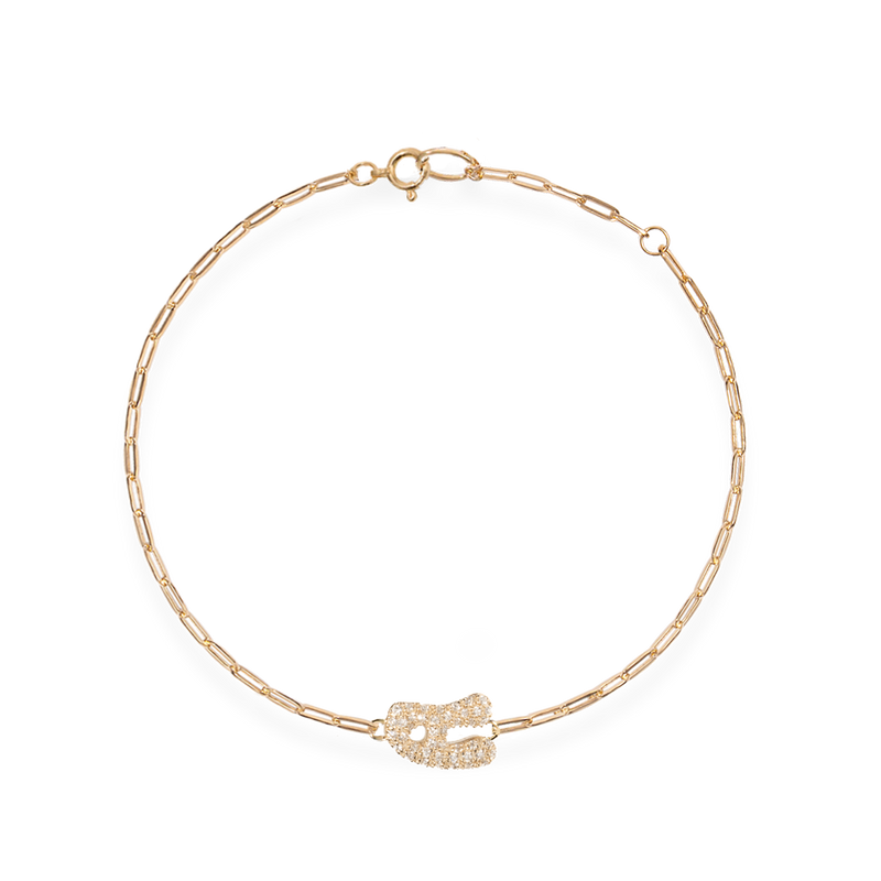 Pave Dome Letter Trace Bracelet - PRMAL