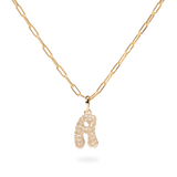 Pave Dome Letter A Necklace - PRMAL