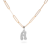 Pave Dome Letter A Necklace