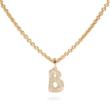 Pave Dome Letter B Necklace - PRMAL