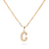 Pave Dome Letter C Necklace - PRMAL