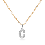 Pave Dome Letter C Necklace - PRMAL