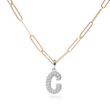 Pave Dome Letter C Necklace - PRMAL