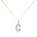 Pave Dome Letter C Necklace