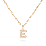 Pave Dome Letter E Necklace - PRMAL