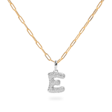 Pave Dome Letter E Necklace - PRMAL