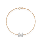 Pave Dome Letter E Trace Bracelet - PRMAL
