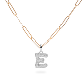 Pave Dome Letter E Necklace - PRMAL