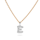 Pave Dome Letter E Necklace - PRMAL
