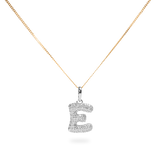 Pave Dome Letter E Necklace - PRMAL