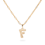 Pave Dome Letter F Necklace - PRMAL