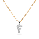 Pave Dome Letter F Necklace