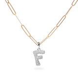 Pave Dome Letter F Necklace