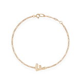 Pave Dome Letter F Trace Bracelet - PRMAL