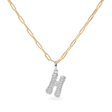 Pave Dome Letter H Necklace - PRMAL