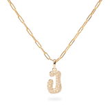 Pave Dome Letter J Necklace - PRMAL