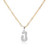 Pave Dome Letter J Necklace - PRMAL
