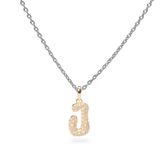 Pave Dome Letter J Necklace