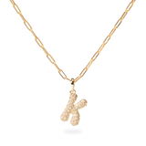 Pave Dome Letter K Necklace - PRMAL