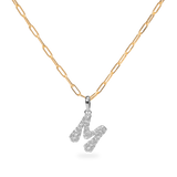 Pave Dome Letter M Necklace - PRMAL