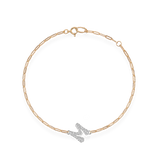Pave Dome Letter M Trace Bracelet - PRMAL