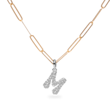 Pave Dome Letter M Necklace - PRMAL