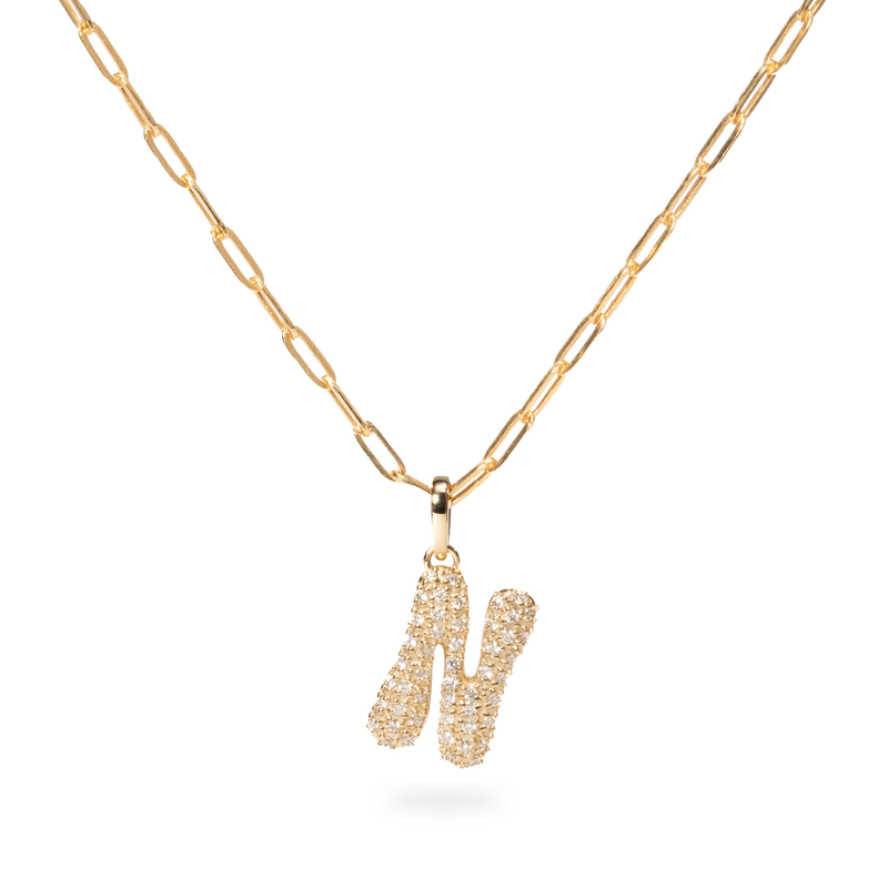 Pave Dome Letter Necklace - PRMAL