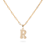 Pave Dome Letter R Necklace - PRMAL