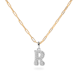 Pave Dome Letter R Necklace - PRMAL