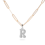 Pave Dome Letter R Necklace - PRMAL