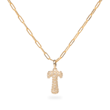 Pave Dome Letter T Necklace - PRMAL
