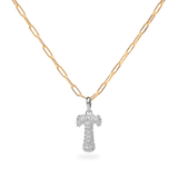 Pave Dome Letter T Necklace - PRMAL
