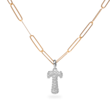 Pave Dome Letter T Necklace - PRMAL