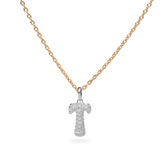 Pave Dome Letter T Necklace