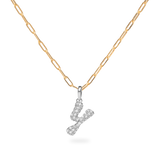 Pave Dome Letter Y Necklace - PRMAL