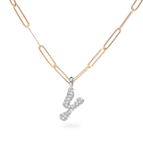 Pave Dome Letter Y Necklace - PRMAL