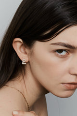 Pave Dome Letter Earring - PRMAL