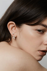 Pave Dome Letter Earring