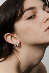 Pave Dome Letter Earring