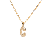 Pave Dome Letter C Necklace - PRMAL
