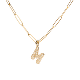 Pave Dome Letter M Necklace