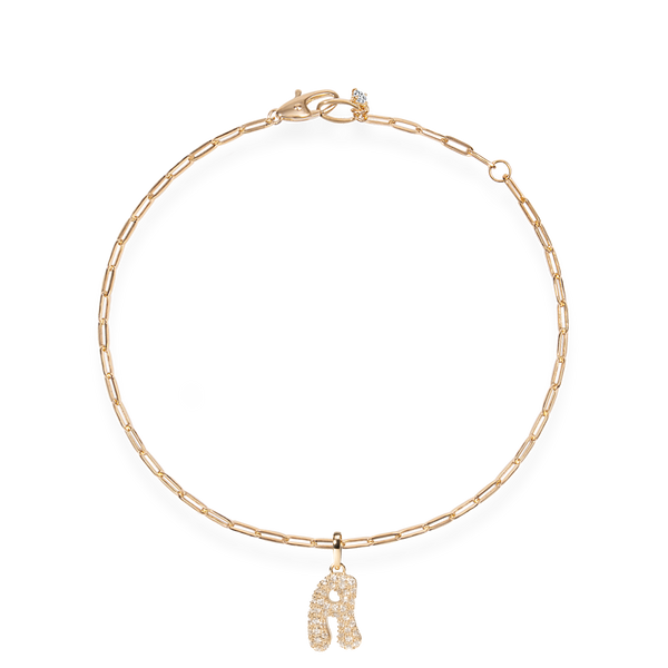 Pave Dome Letter A Bracelet - PRMAL