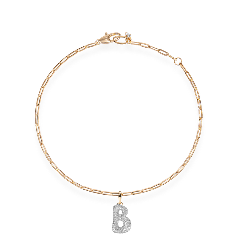 Pave Dome Letter B Bracelet - PRMAL