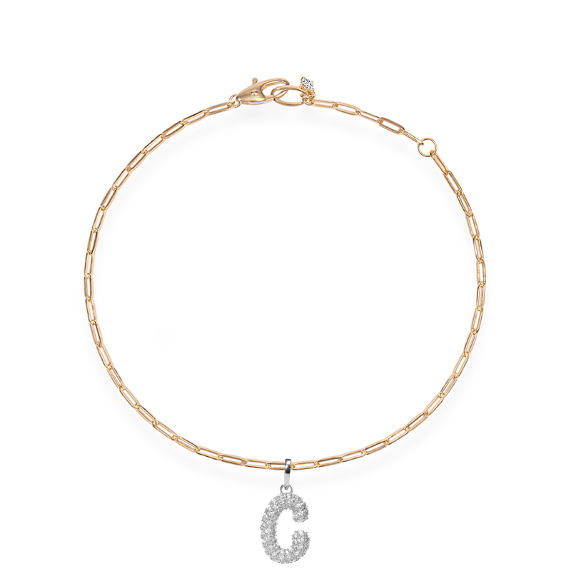 Pave Dome Letter C Bracelet - PRMAL