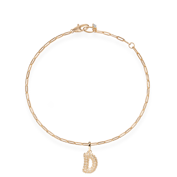 Pave Dome Letter D Bracelet - PRMAL