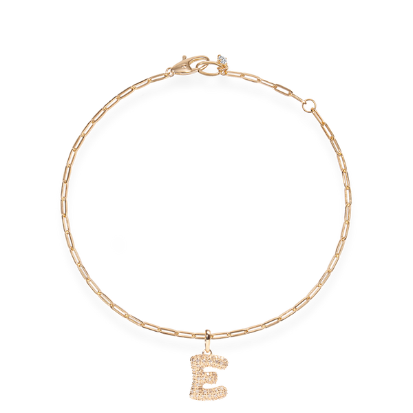 Pave Dome Letter E Bracelet - PRMAL