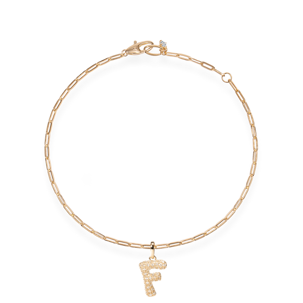 Pave Dome Letter F Bracelet - PRMAL
