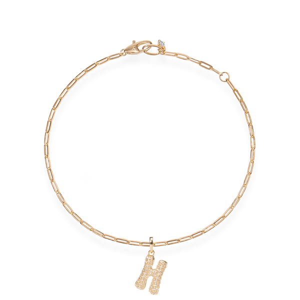 Pave Dome Letter H Bracelet - PRMAL